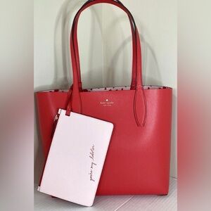 Kate Spade Vibrant Red Tote with Soft Pink Pouch